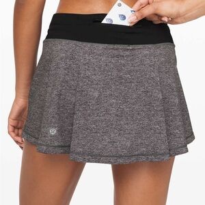 lululemon pace rival skirt in heather lux multi black/black 8